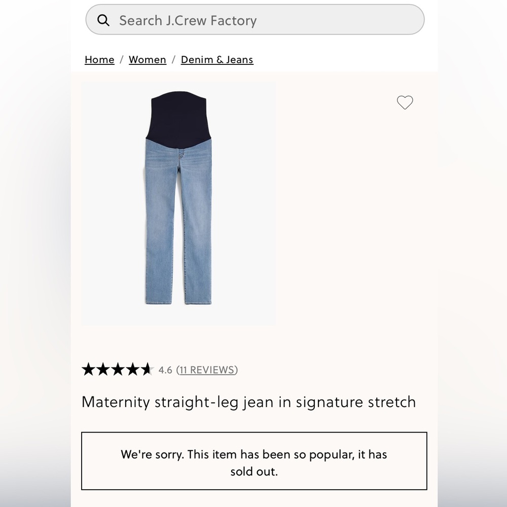 J. Crew Factory Women's Straight-Leg Maternity Jeans in Light Blue